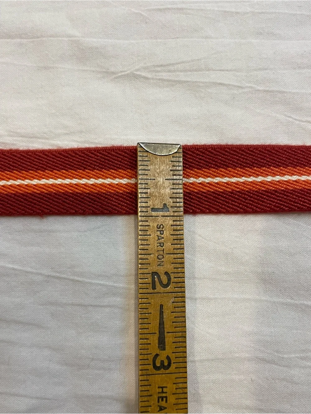 Orvis USA Woven Stretch Belt XL Red Leather Trim Brass Buckle Preppy Heritage